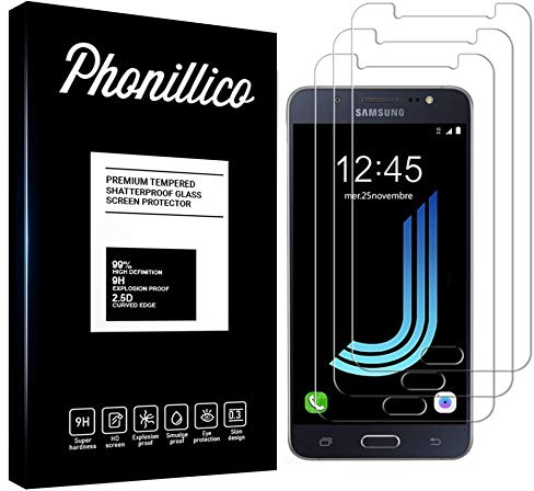 PHONILLICO [Pack de 3] Verre Trempe pour Samsung Galaxy J5 2016 SM-J510 - Film Protection Ecran Verre Trempe Ultra Resistant [Lot de 3] Vitre Protecteur Anti Rayure Sans Bulle d’Air Dureté 9H