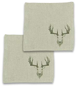 Servietten 2er-Pack Leinen - Hirsch - Oliv