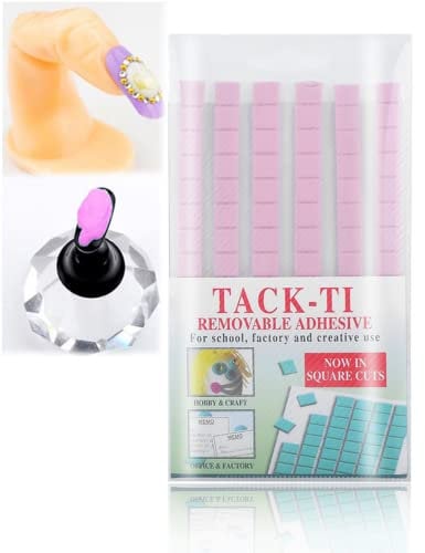 Nail Clay, Removable Clay for Nail Stand, Professional Reusable Nail Art Clay, False Nail Tips Sticky Adhesive Manicure Tool, Nail French Manicure Set (Pink)