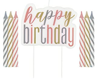 Geburtstagskerzen - Happy Birthday - Glitzer-Roségold-Geburtstag - 13er Satz