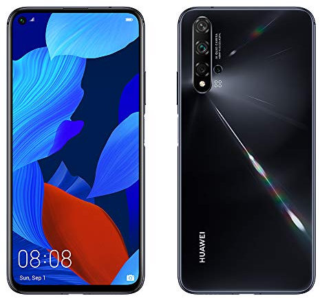 HUAWEI Nova 5T Smartphone con display LCD da 128 GB da 6,26 con fotocamera da 48 MP, 6 GB di RAM, Android 9.0 senza SIM, EMUI 9.1, Single Sim, (Nero) Versione UK