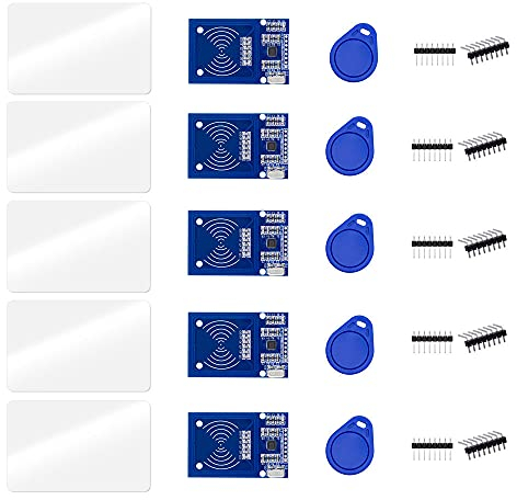 ZkeeShop 5 Stücke RFID Kit mit Reader Sensor Modul, Chip und Card Compatibe für Arduino und Raspberry Pi