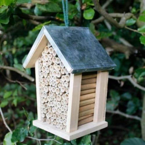 Garden Mile - Casa de insectos de madera natural para jardín, refugio de jardín, para abejas, mariposas, mariquitas, insectos, respetuoso con el medio ambiente al aire libre