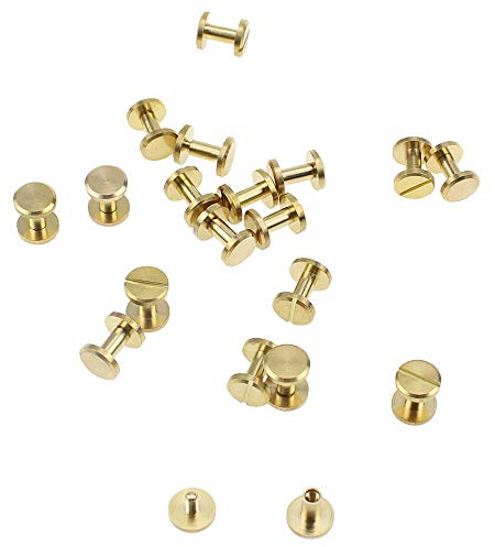 20 Sets Buchschrauben Reines Messing Chicago Schrauben Gürtel Schrauben (Höhe: 12mm Ø Kopf: 10 mm Ø Schaft : 4 mm)