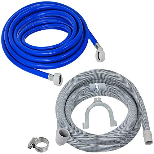 SPARES2GO Universal Fill Hose + Drain Hose & Extension Set for Washing Machine (Extra Long 5 Metres)