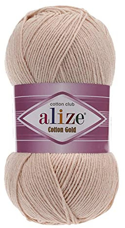 100g Strickgarn Alize Cotton Gold Uni Klassikgarn Häkelgarn Strick-Wolle Farbwahl, Farbe:67 champagner