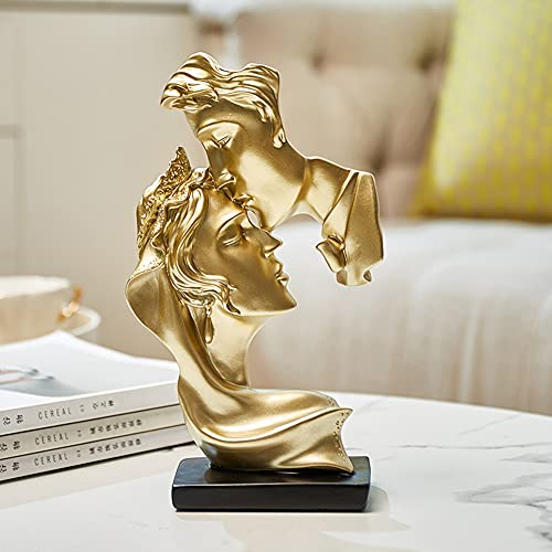 NORHOR Pärchen-Statue Kreative Kussskulptur Abstrakte Kunst Paar Skulptur Heimdekoration Harz Dekoration Romantische Statue Verwendet für Heimdekoration Hochzeit Geschenk,Gold
