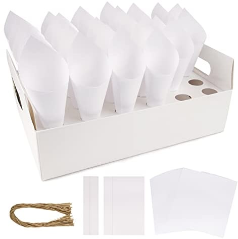 BOFUNX 50pcs Coni Portaconfetti Matrimonio Coni Portariso Scatoline Bomboniere Coni di Coriandoli per Matrimonio Nozze Comunione Battesimo Compleanno