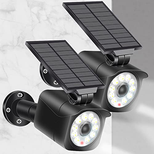 Chipark Solar Security Lights Outdoor, 2 Pack Dummy Camera 1000LM Super Bright Spotlight Solar Lights with PIR Motion Sensor IP65 Waterproof LED Floodlight Outdoor Wall Light for Garden Yard Garage