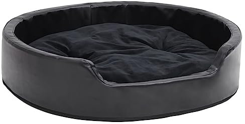 vidaXL Hundebett Schwarz 79x70x19cm Plüsch Kunstleder Hundesofa Hundekissen