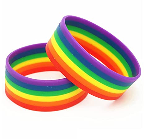 MYSUNBAR LGBT Teleskop-Armband, Regenbogenfarben, Pärchen-Armbänder, Silikon-Sport-Gummi-Armbänder, 2 Stück (6 Farben), Lesbische Geschenke, Stolz-Armband, Gay Pride Zubehör