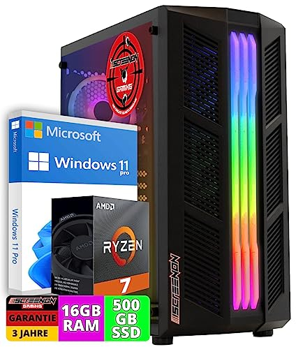 ScreenOn Gaming PC Ryzen 5 5700G • Radeon Vega 8 (2 GB) Grafikkarte • 16 GB RAM DDR4 3200 MHz • 512 GB m.2 • Windows 11 Pro • WLAN 300 MBit/s • Gaming PC Computer mit 3 Jahren Garantie!