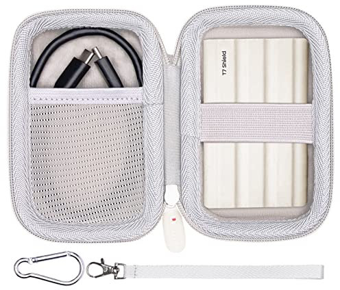 LTGEM Hard Case Compatible with Samsung T7 Shield T9 Portable SSD Solid State Drive,White