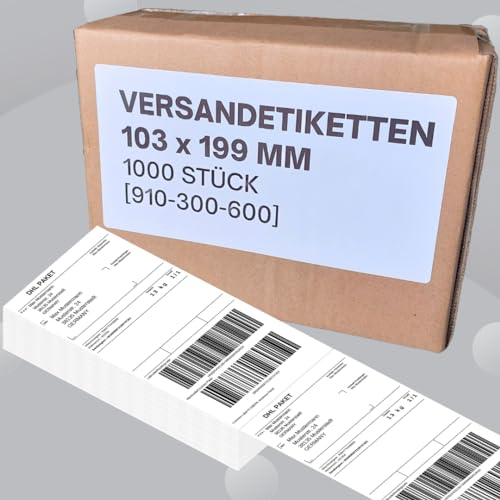 1000 Versandetiketten 103 x 199 mm (910-300-600) | Thermodruck | auf Stapel [DHL,GLS,DPD,UPS]