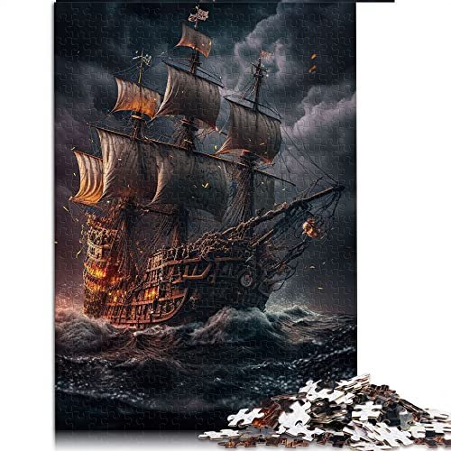 Puzzles 1000 Teile für Erwachsene Piratenschiff Puzzle für Erwachsene Holzpuzzle Spielzeug Wanddekoration (Größe 50x75cm)