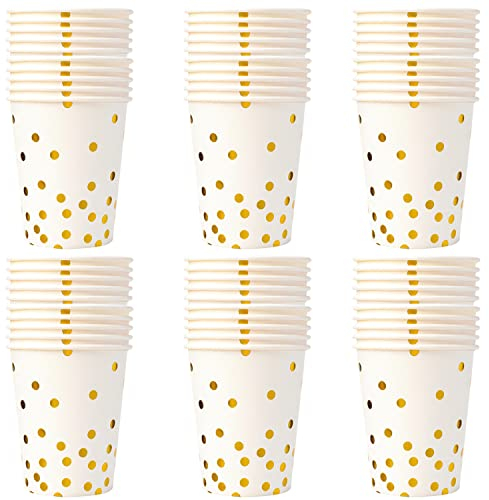 60 Pezzi Bicchieri Carta Usa e Getta Colorati, 250 ml, per Caffè, Tè, Bevande, Matrimonio, Feste (Bianco)