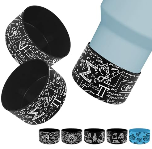 WIRESTER Protective Silicone Bottle Boot Sleeve for 12-24 oz Water Bottle Rubber Boot Cover, Silicone Bottom Sleeve Anti-Slip Cover for Glass Bottle Most Water Bottles - Math Equations Blackboard
