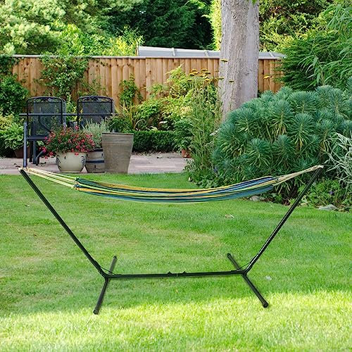 Hängemattengestell mit Leinwand, Hängemattenständer für Hängematte, Stahl Hängesessel Gestell, Camping Garten Hängemattengestell (311-386 * 105 * 123cm/mit Leinwand)