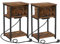 VASAGLE Beistelltisch 2er Set, Nachttisch mit Steckdose, schmal, 2 AC-Anschlüsse, 2 USB-Anschlüsse, 30 x 34 x 58 cm, für Wohnzimmer, Schlafzimmer, vintagebraun-schwarz LCT646B01