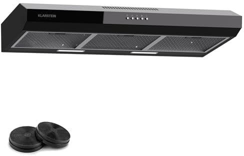 Klarstein Extractor Hood 90 cm, Exhaust Extractor Hood with Dishwasher-Safe Aluminium Filter, Quiet Extractor Hood Exhaust air, 200 m³/h air Flow, efficient Wall Hoods with LEDs & Touch Controls