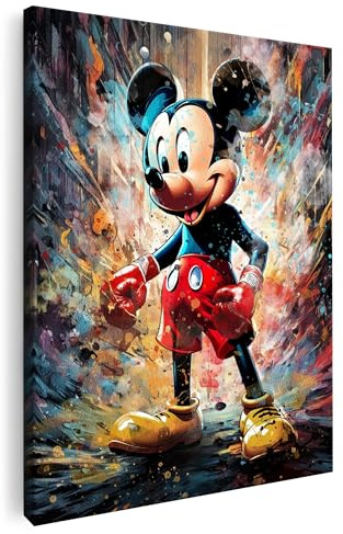 Artmazing | Mickey Boxer Bild | Leinwandbilder XXL Wohnzimmer | Buntes Wandbild Deko
