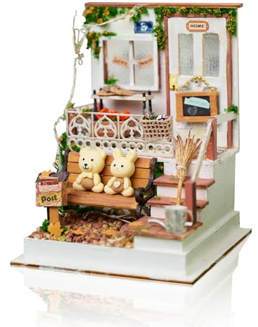 Cuteefun Miniatura Casa delle Bambole Kit con LED, Artigianato in Legno per Adulti Adolescenti da Costruire, Regali di Natale per Il Compleanno (Bei Tempi)