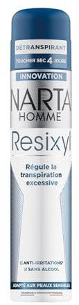 NARTA Resixyl – Deodorant Spray für Herren – Deodorant mit trockener Berührung 4 Tage – reguliert übermäßiges Schwitzen – Anti-Irritationen* – 0% Alkohol** – für empfindliche Haut – gegen weiße