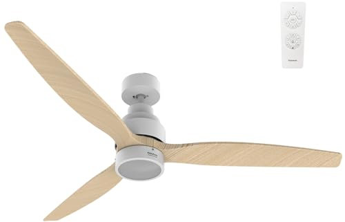Taurus - Ventilador de Techo con Luz Fresko 3B Ultra Silence 30W | 6 Velocidades | 3 Aspas de Madera 132 cm | Función Verano/Invierno | Temporizador 8h | 3 Tipos de Iluminación | Mando a Distancia