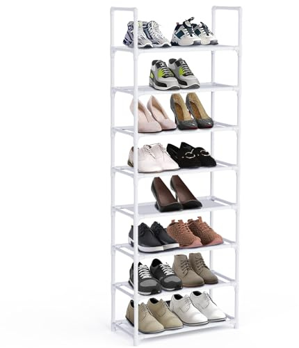 esonstyle 8 Tier Shoe Rack For 16-20 Pairs Tall Narrow Shoe Rack Versatile Shoe Shelf Organiser