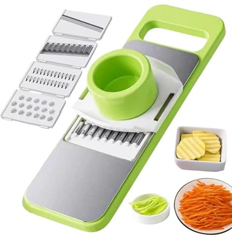 Cortadora y picadora de alimentos, cortadora de verduras multifuncional, Rebanadoras multiusos para frutas y verduras, Cortador de verduras 5 en 1, rebanador de alimentos, rallador de verduras, queso,