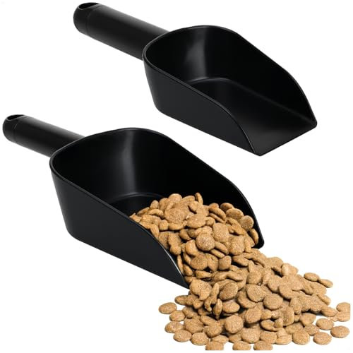 com-four® 2x Futterschaufel zum Portionieren von Tierfutter (23 cm | 26,5 cm) – Sackschaufel aus Kunststoff - Messschaufel für Haustiere – Abwiegeschaufel für Futter und Saatgut