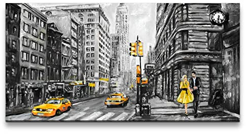 Paul Sinus Wandbild 120x60cm, Atemberaubende Stadt, New York City im Stil der Pop-Art, Leinwand auf Holzrahmen