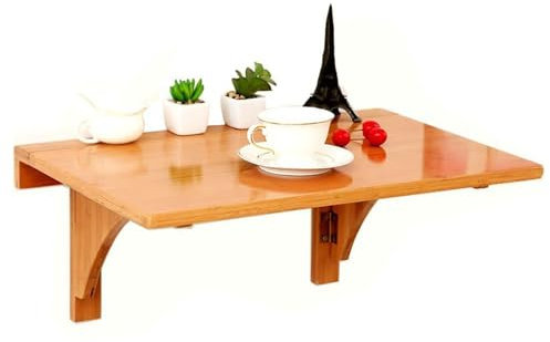 USMGWPBN Wandklapptisch aus Bambus für Wohnzimmer, Küche, Bar, Schreibtisch (70 x 45 cm), platzsparende Lösung