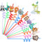 Lot de 12 pailles réutilisables pour enfant - Motif animaux - Pour anniversaire d'enfant - En plastique - Pour la décoration de fête d'anniversaire d'enfant (animaux - 12 pièces)