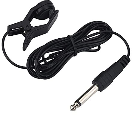 Tuner Microphone, Condenser Mic Element, Portable Universal Pickup, on Vocal Pickup Microphone for Instruments 6.2mm Interface, Long Cable for Karaoke Singing, Speech, Wedding