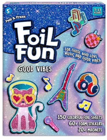 Skillmatics Foil Fun - Good Vibes, 20+ DIY Foil Art Magnets, Mess-Free Craft Kit, 60+ Foam Stickers, Creative Activity for Kids, Tweens, Teens (Ages 7-13), Adults, Gifts, Travel, Party Favor