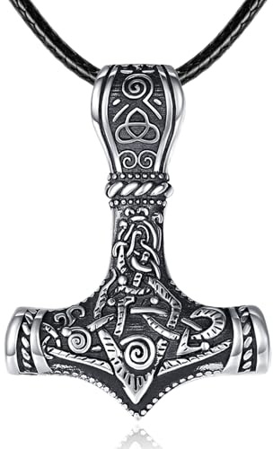 ADMETUS Mjolnir Necklace Sterling Silver Thors Hammer Necklace Men Norse Viking Jewellery Gifts for Men