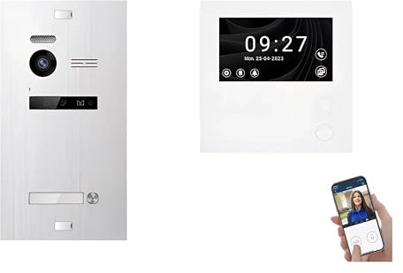 SCHUTZER Balter EVO HD Video-Türsprechanlage Set für 1-Familienhaus | 7 Touchscreen Monitor + Full-HD Kamera | Erweiterbar auf 4 Monitore und 1 Türstationen (Silber mit Wi-Fi, 1 Monitore)