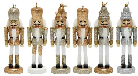 Rdxanc Adorno de cascanueces de madera de Navidad, decoración de muñeca de cascanueces de Navidad, colgante de muñeca en polvo con purpurina