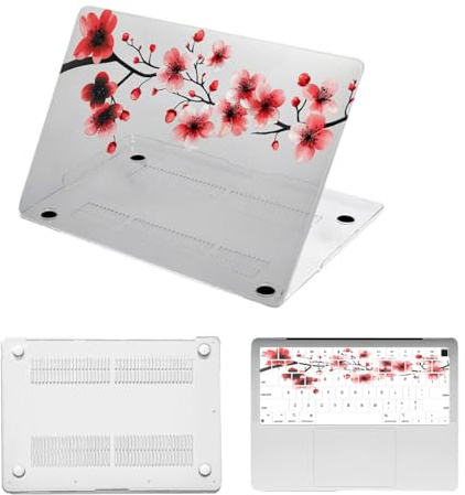 HLAAJJX Hülle für Apple MacBook Air M4 M3 M2 13 Zoll 2025 2024 2023 2022 (Modell A2681 A3113 A3240),13,6 Zoll Laptop Hartschale Schutzhülle Case & Tastaturschutz Cover,Rosa Blumen