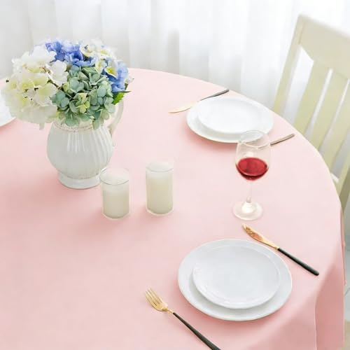 Romanstile Tischdecke Rund 160 cm Rosa Outdoor Abwaschbare Wasserabweisende Tischdecke runde für Esstisch, Küche, Garten, Terrasse, Balkon, Geburtstag, Hochzeit, Ostern, Frühling, Sommer