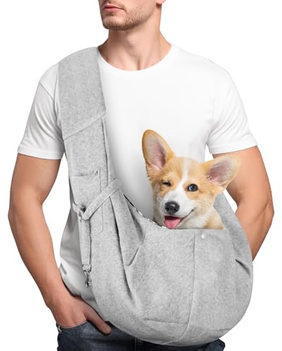 Adiwo Sac Chien Transport, Sac de Transport pour Chien Chat, Porte Chien pour Chiens/Chats de Taille Moyenne Jusqu'à 7,5 kg, Bretelles avec Poches pour l'Extérieur, Les Voyages, Le Métro (Gris)