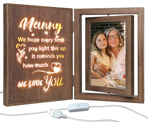 Light Up Nanny Photo Frame Birthday Gifts for Grandma Nan Nana, Holds Two 4x6 Photos
