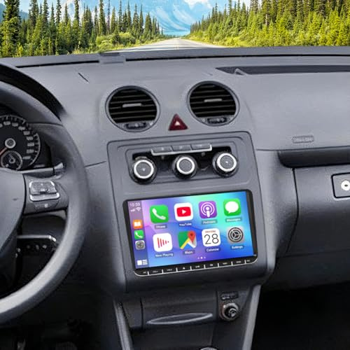2+32G Android 14 Auto Radio Coche con CarPlay y Android Auto para Volkswagen Caddy 2005-2015, Pantalla táctil de 9 Pulgadas Autoradio Estéreo Reproductor con GPS Navegación FM RDS SWC Bluetooth WiFi