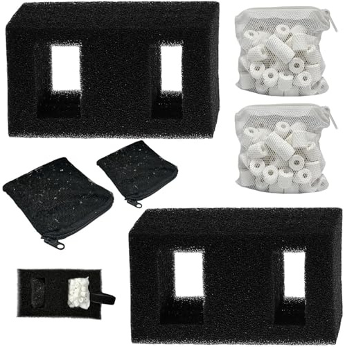 Haelyze Aquarium-Filtermedien, Schaumstofffilter, 2 Set Kit inkl. Kohlefilter und Keramikringen, Filtermedien-Kits kompatibel mit Fluval Flex 57L Aquarien