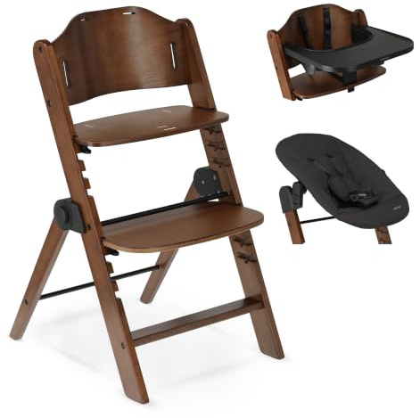 Deryan Odin Luxe Kinderhochstuhl Mit Bouncer, Braun/Schwarz | 2-In-1 Mitwachsend, Integrierte Wippe, 5-Punkt-Gurt, Klappbar