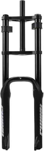 CuNtoHHH Forcella Ammortizzata per Bici elettrica da 20 Pollici, Forcella per Fat Bike con Pneumatici da 4,0, Escursione 110 mm, Forcella ad Aria, Doppia Spalla, Ritorno Regolabile, Tubo Dritto, for