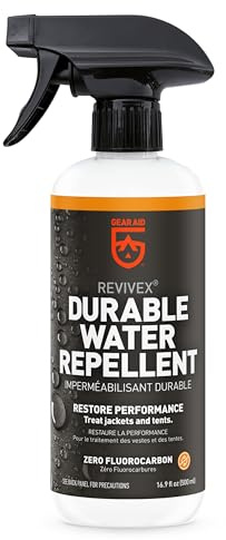 GEAR AID Revivex Durable Water Repellent (DWR) Spray for Waterproofing, Restoring Performance on Nylon Jackets, Gore-TEX, Paddle and Camping Gear, Non-aerosol 16.9 oz