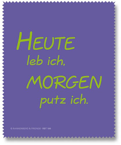 Brillenputztuch Putztuch Displayputztuch Heute leb ich, MORGEN putz ich 17,5 x 11cm