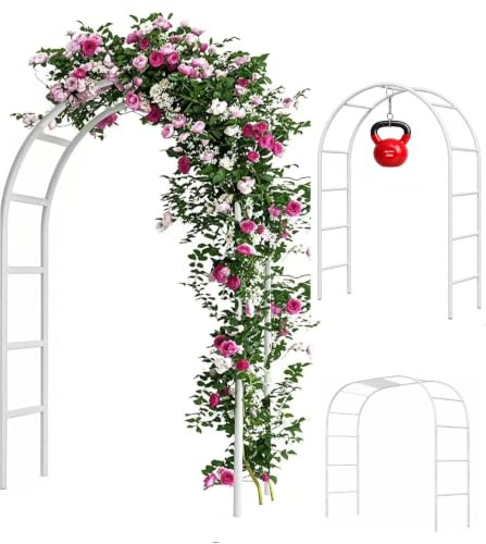 Adorox 7.8ft Backdrop Stand - Balloon Arch Kit, Stable Balloon Arch Frame, Metal Wedding Arch for Wedding Birthday Party Baby Shower Decoration(White)